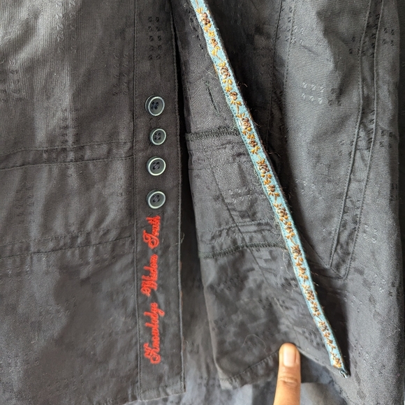 Robert Graham Rolled Cuffs Collar Black Cotton Silk Mens Size L Buttondown shirt - Picture 8 of 13